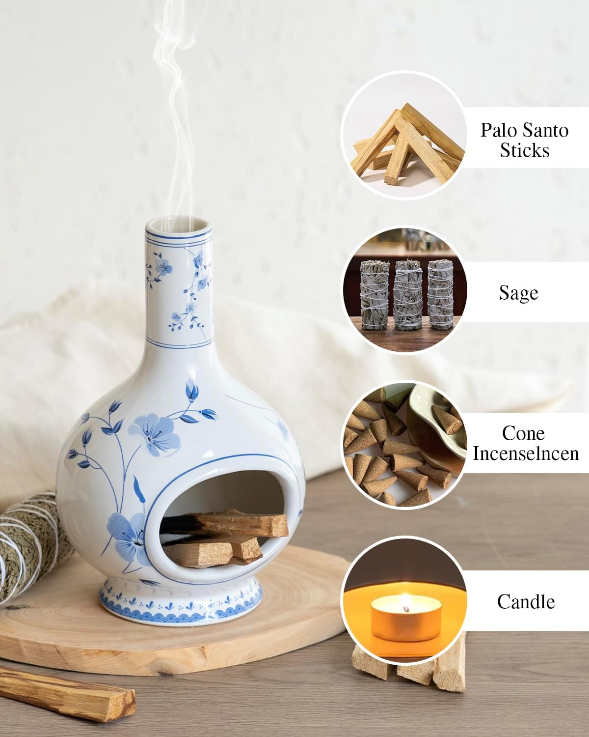 Handmade Ceramic Incense Holder，Stick & Backflow - Sage Holder for Burning ，Meditation Accessories，Easily Grab All Incense Ash (Green and Beige)