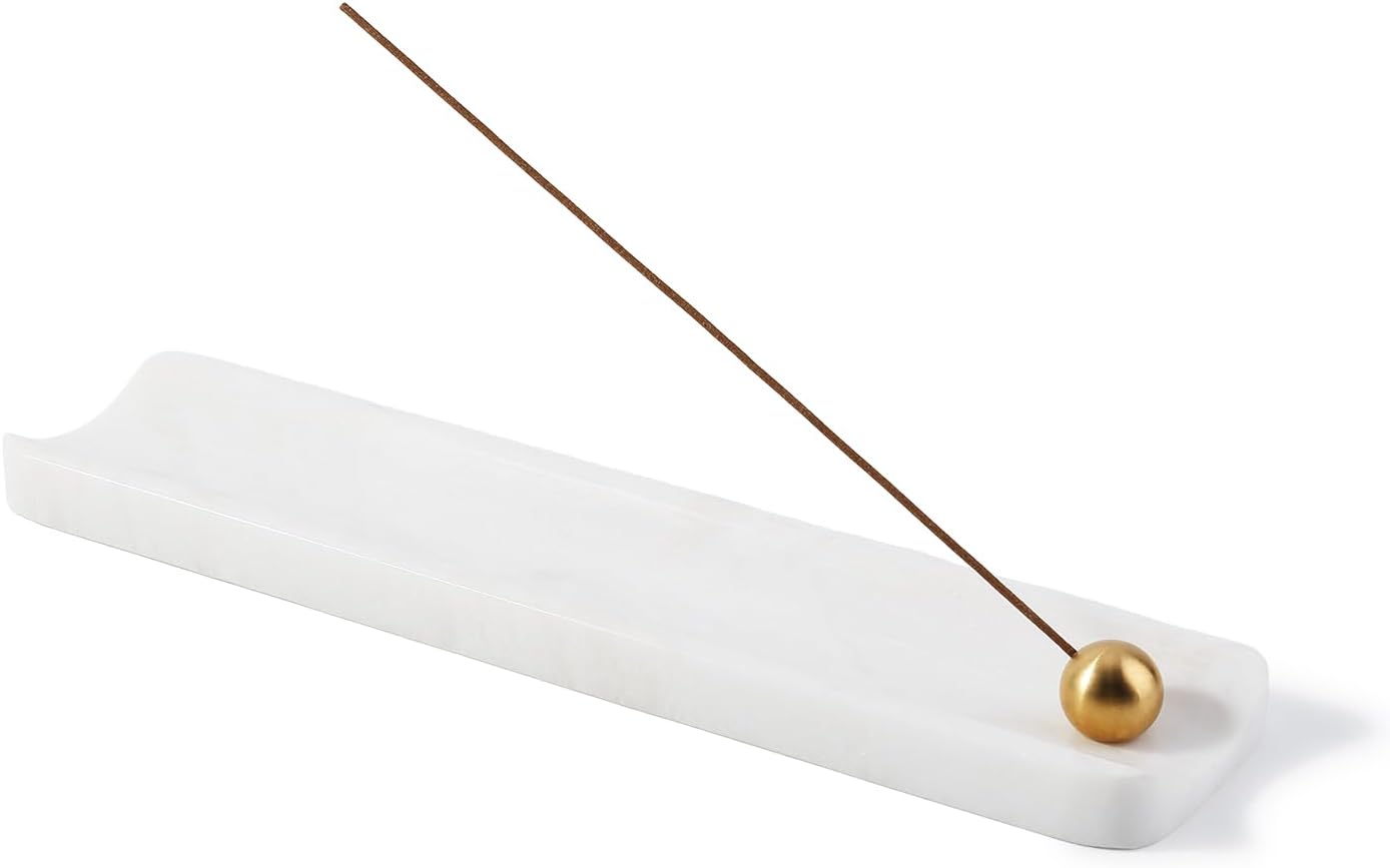 Koville Marble Incense Holder, Incense Holder for Sticks, Incense Sticks Holder Ash Catcher for Meditation Yoga SPA, Natural Stone Incense Burner, Home Table Decor (Green)