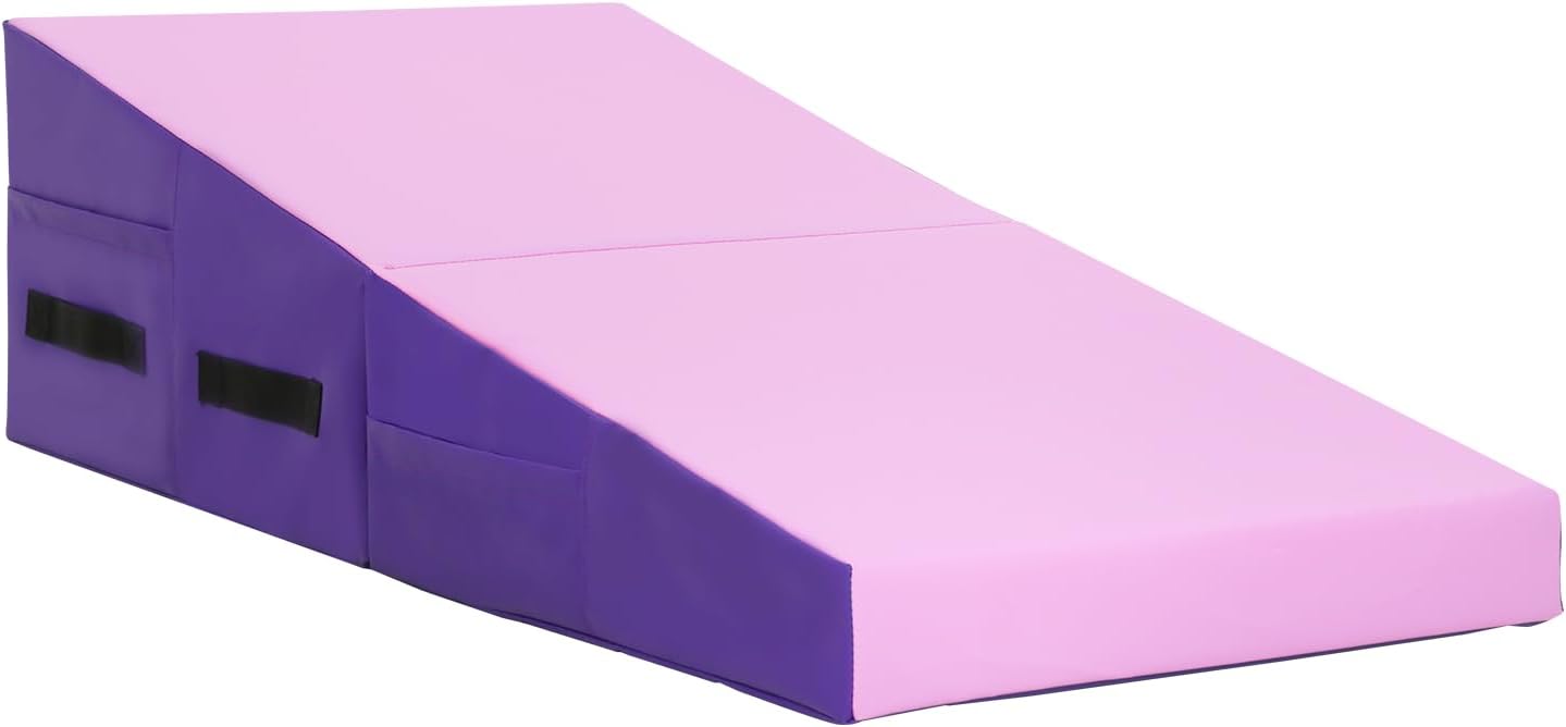 BestMassage Gymnastics Mat Incline Mat Tumbling Mat Folding Gymnastic Tumbling Mat Indoor/Outdoor Exercise Mat Home Gym Yoga Mat with Handle