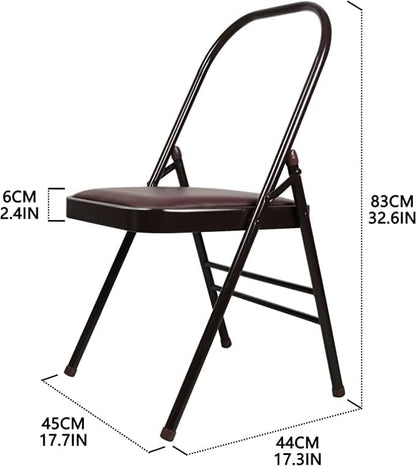 Yoga Auxiliary Chair Portable Folding Yoga Chair with Non-Slip Feet Covers for Flexibility and Strength Training with Resistance Belt