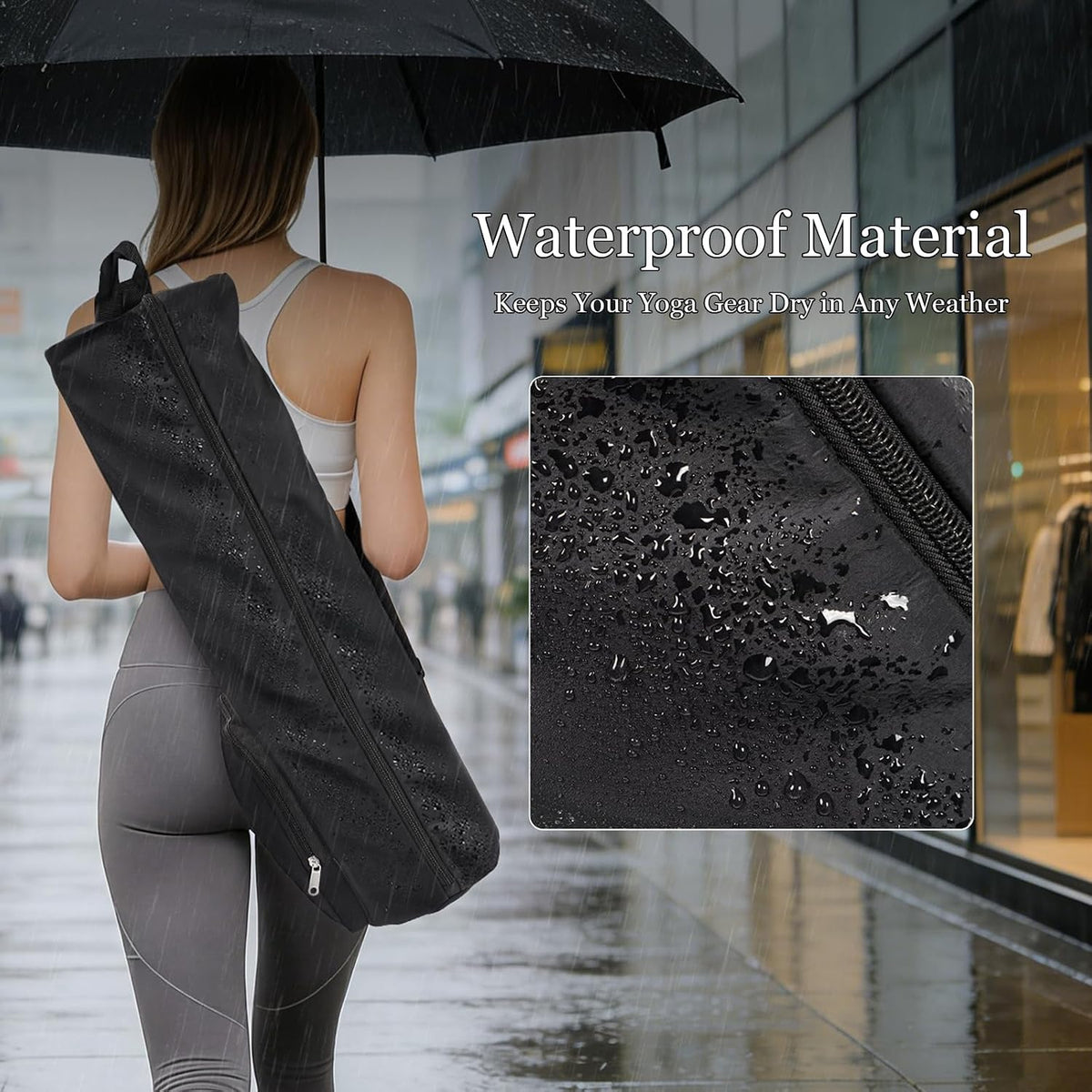 Yoga Mat Bag with Comfort Shoulder Strap and Side Pocket, Waterproof Yoga Mat Carrier Holder for Women and Men, Large Opening Pilates Bag for Workouts, Gym, Exercise