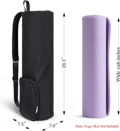 Yoga Mat Bag with Comfort Shoulder Strap and Side Pocket, Waterproof Yoga Mat Carrier Holder for Women and Men, Large Opening Pilates Bag for Workouts, Gym, Exercise