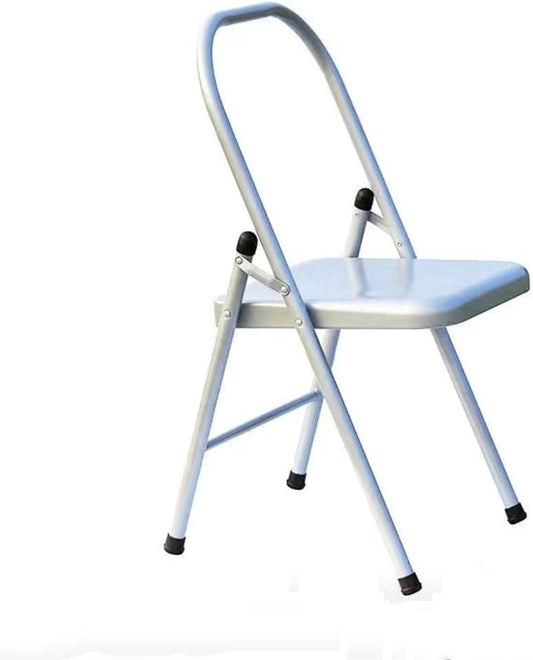 Silver Yoga Chair,Pilates Chair,Yoga Chair Iyengar,Backless Yoga Chair Prop,Foldable and Portable Folding Stools for Yoga,Silver white-82cm×43cm