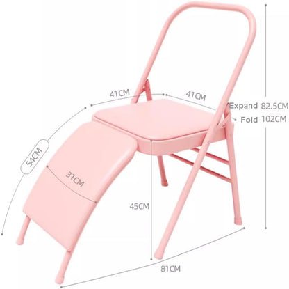 Foldable Yoga Auxiliary Chair for Adults, with a Load Capacity of 300 pounds, Iyengar Yoga Chair with Lumbar Support, Foldable Yoga Chair, Stable and Durable,Blue-No Lumbar Support, Nolumbarsupport