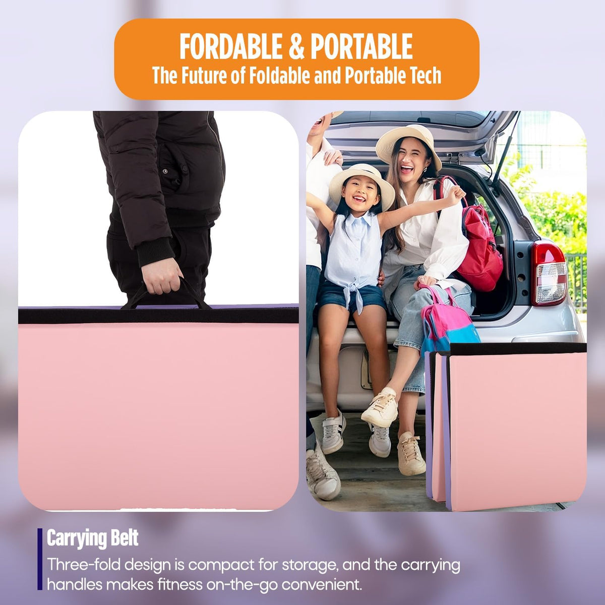 Gymnastics Mats Foldable Tumbling Mats Portable Gymnastics Exercise Mat Thick Gymnastics Tumbling Mats Pad Home Exercise Panel Mat With Carrying Handles