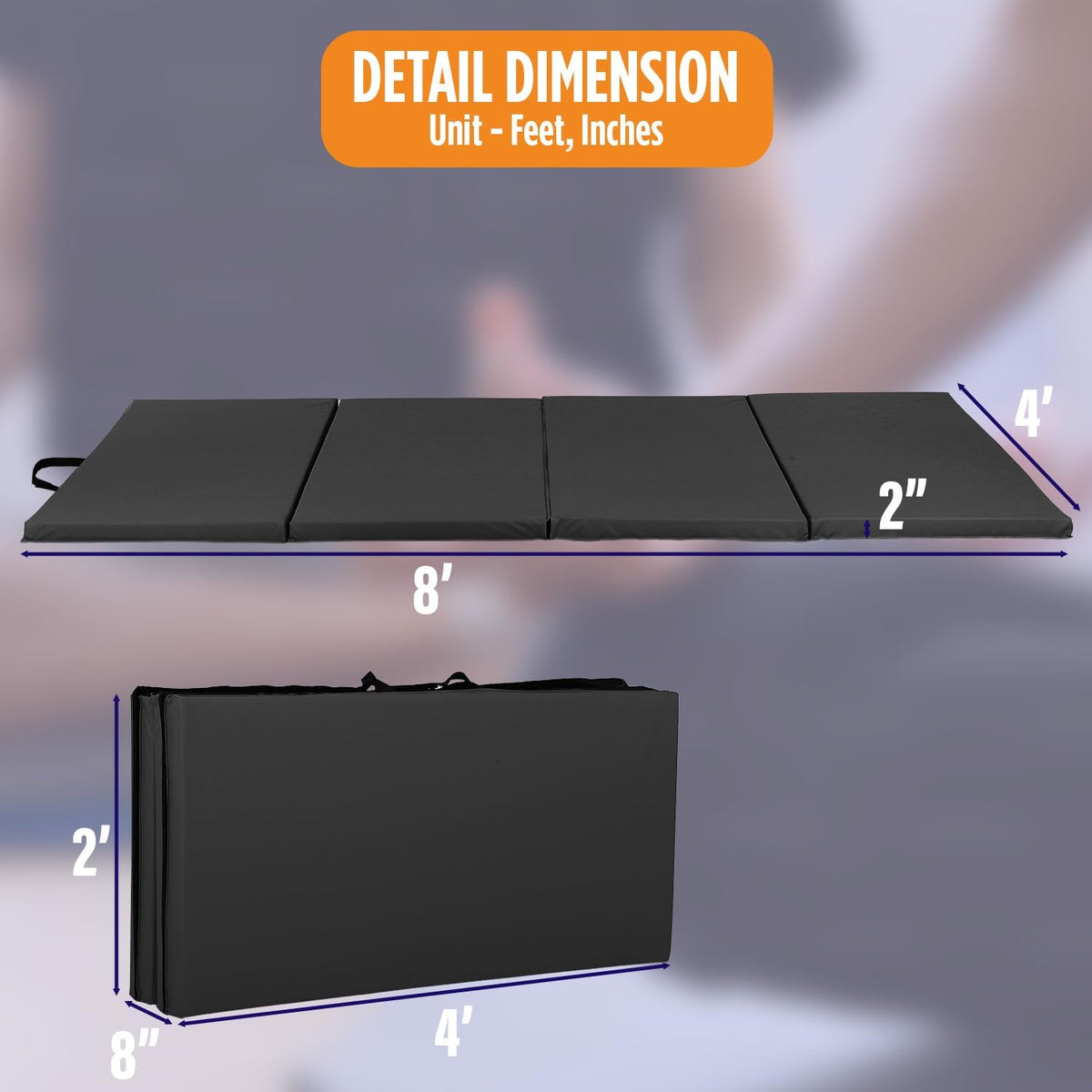 Gymnastics Mats Foldable Tumbling Mats Portable Gymnastics Exercise Mat Thick Gymnastics Tumbling Mats Pad Home Exercise Panel Mat With Carrying Handles