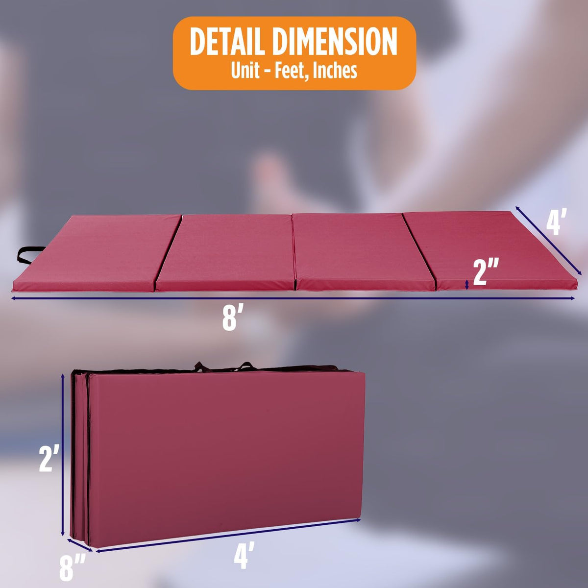 Gymnastics Mats Foldable Tumbling Mats Portable Gymnastics Exercise Mat Thick Gymnastics Tumbling Mats Pad Home Exercise Panel Mat With Carrying Handles