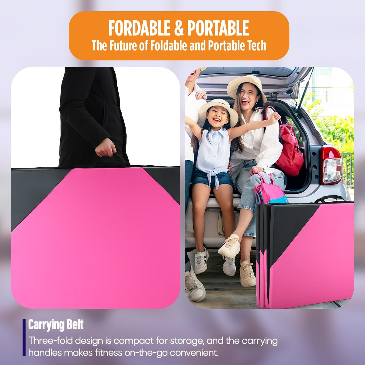 Gymnastics Mats Foldable Tumbling Mats Portable Gymnastics Exercise Mat Thick Gymnastics Tumbling Mats Pad Home Exercise Panel Mat With Carrying Handles