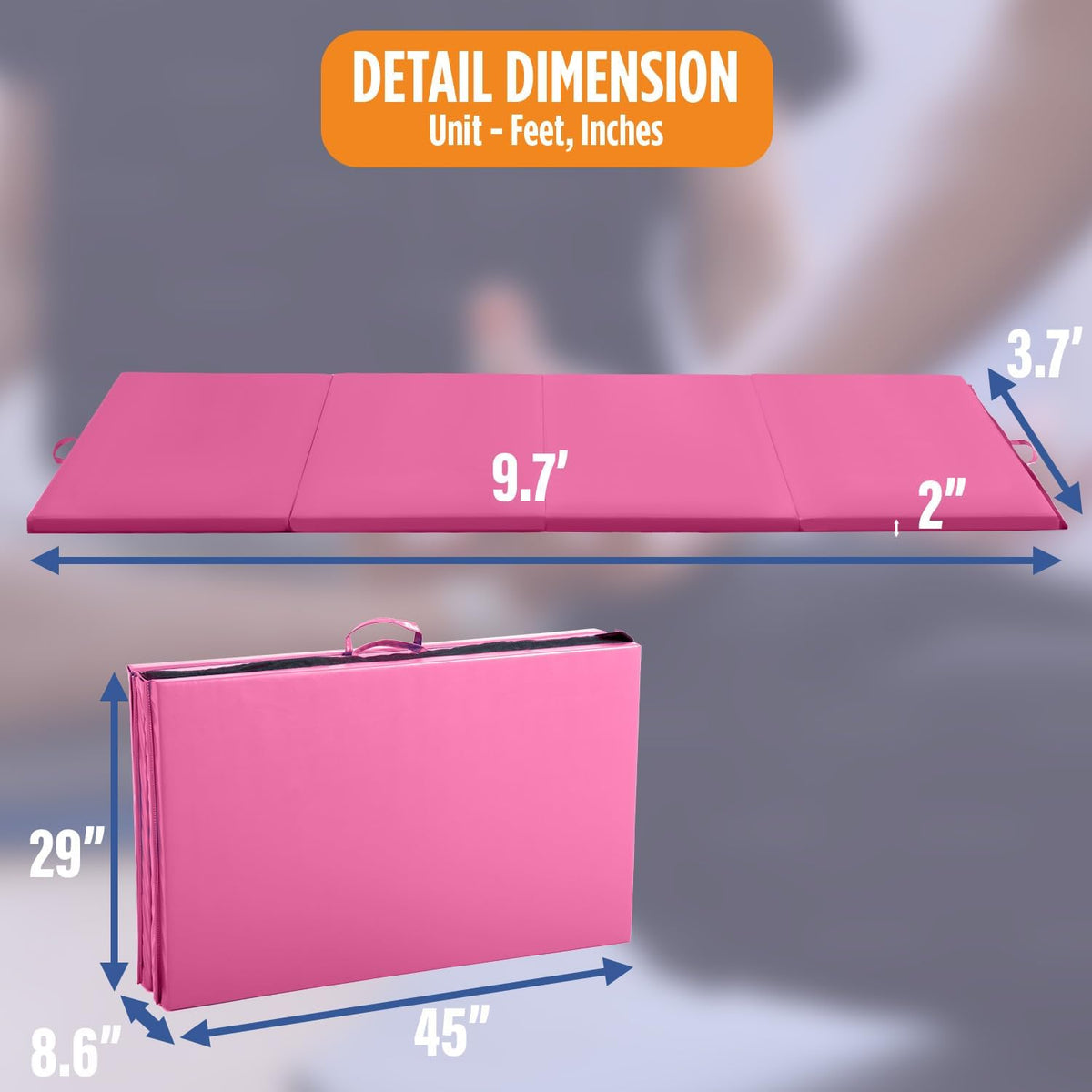 Gymnastics Mats Foldable Tumbling Mats Portable Gymnastics Exercise Mat Thick Gymnastics Tumbling Mats Pad Home Exercise Panel Mat With Carrying Handles