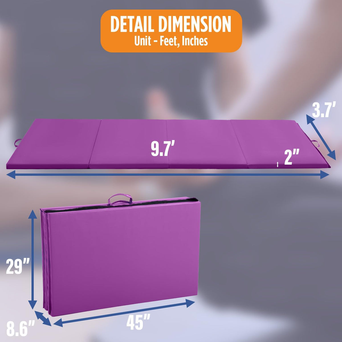 Gymnastics Mats Foldable Tumbling Mats Portable Gymnastics Exercise Mat Thick Gymnastics Tumbling Mats Pad Home Exercise Panel Mat With Carrying Handles