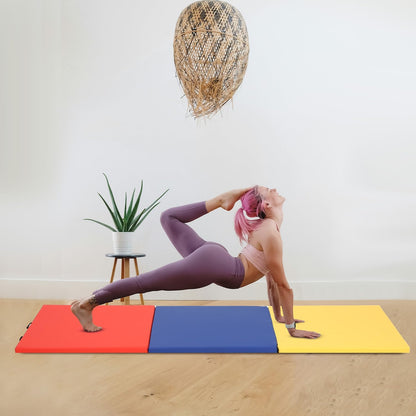 Gymnastics Mats Foldable Tumbling Mats Portable Gymnastics Exercise Mat Thick Gymnastics Tumbling Mats Pad Home Exercise Panel Mat With Carrying Handles
