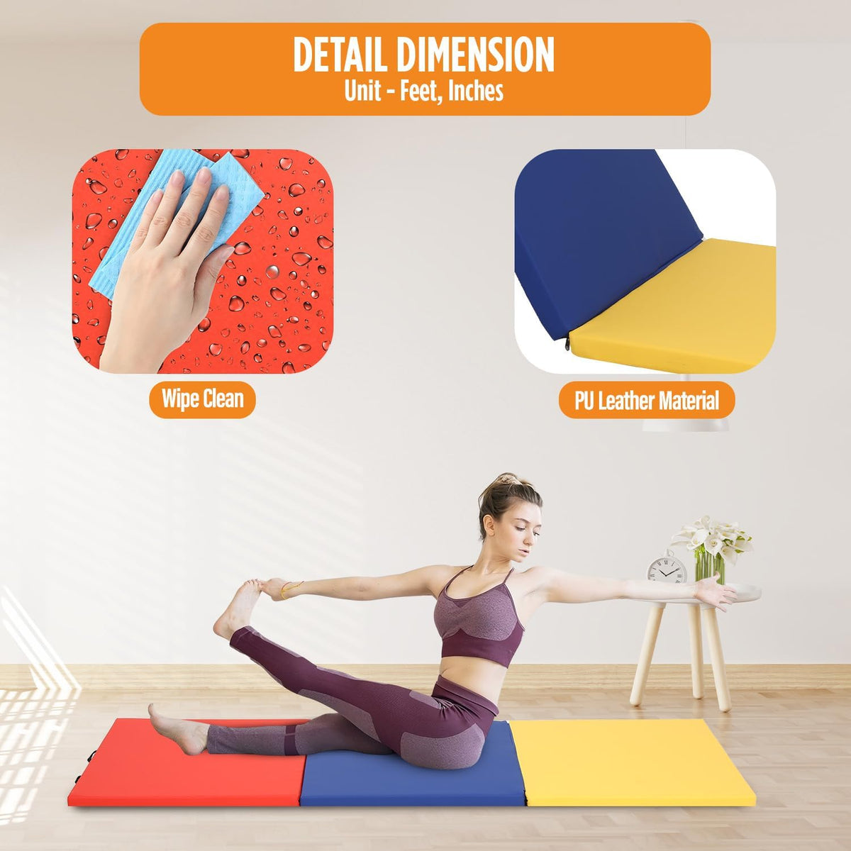 Gymnastics Mats Foldable Tumbling Mats Portable Gymnastics Exercise Mat Thick Gymnastics Tumbling Mats Pad Home Exercise Panel Mat With Carrying Handles