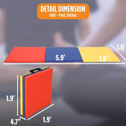 Gymnastics Mats Foldable Tumbling Mats Portable Gymnastics Exercise Mat Thick Gymnastics Tumbling Mats Pad Home Exercise Panel Mat With Carrying Handles