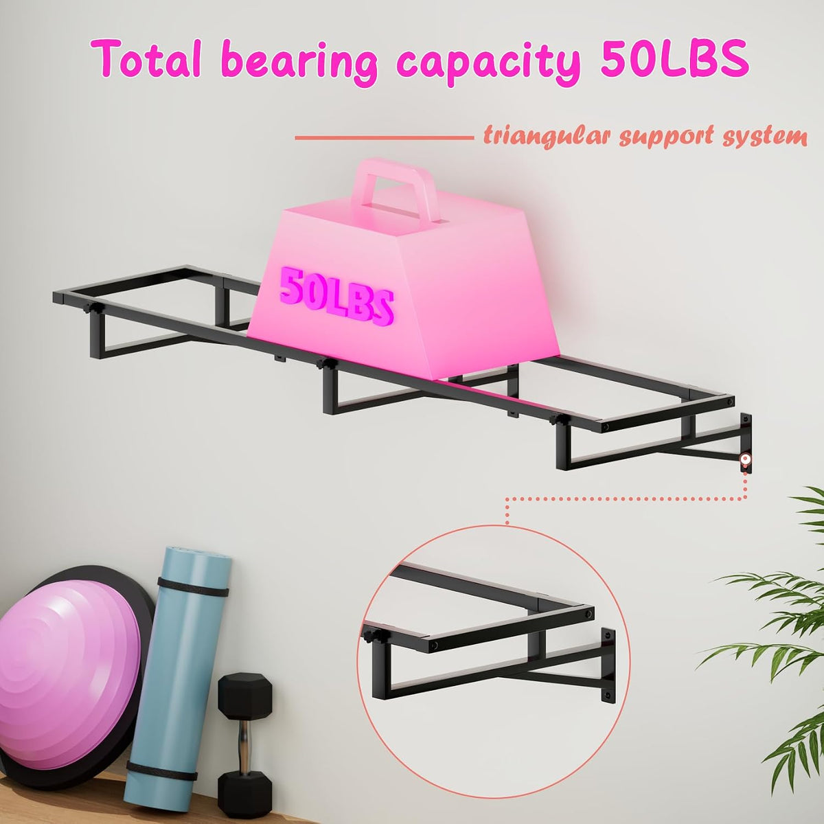 Yoga Ball Holder - Extra Large Wall Rack for Gym Garage Storage, Suitable for Stability/Theraband/Exercise/Barre Balls and Yoga Block