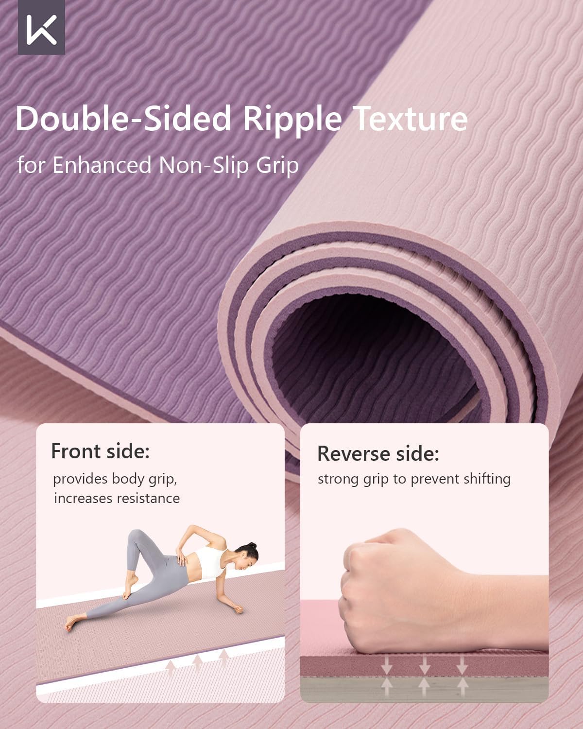 72" x 24" Yoga Mat, 7mm Thick Non Slip TPE Mat