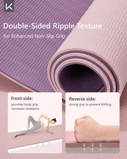 72" x 24" Yoga Mat, 7mm Thick Non Slip TPE Mat