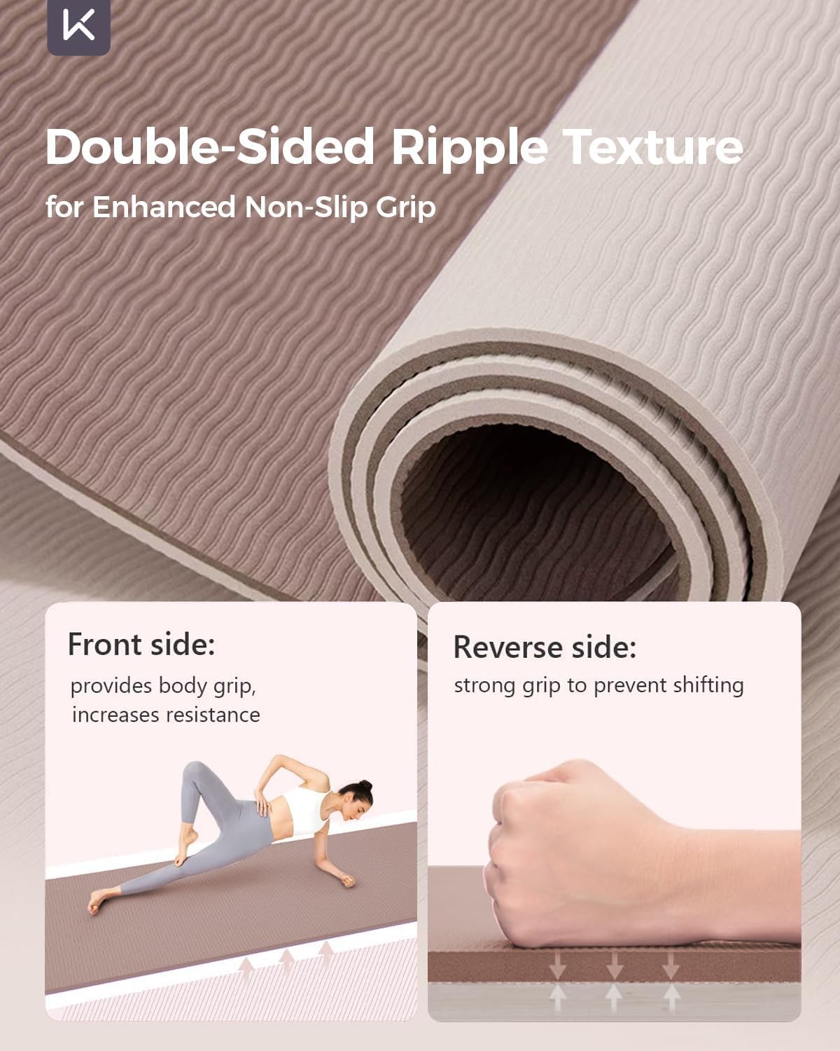 72" x 24" Yoga Mat, 7mm Thick Non Slip TPE Mat