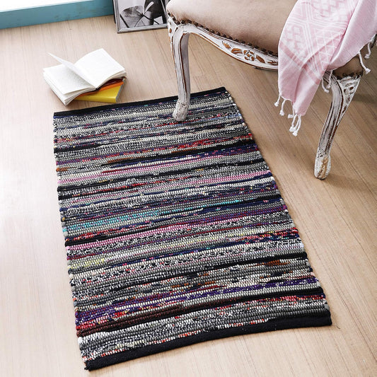 Cotton Chindi Rag Rug 2ft x 3ft, Dark Multi