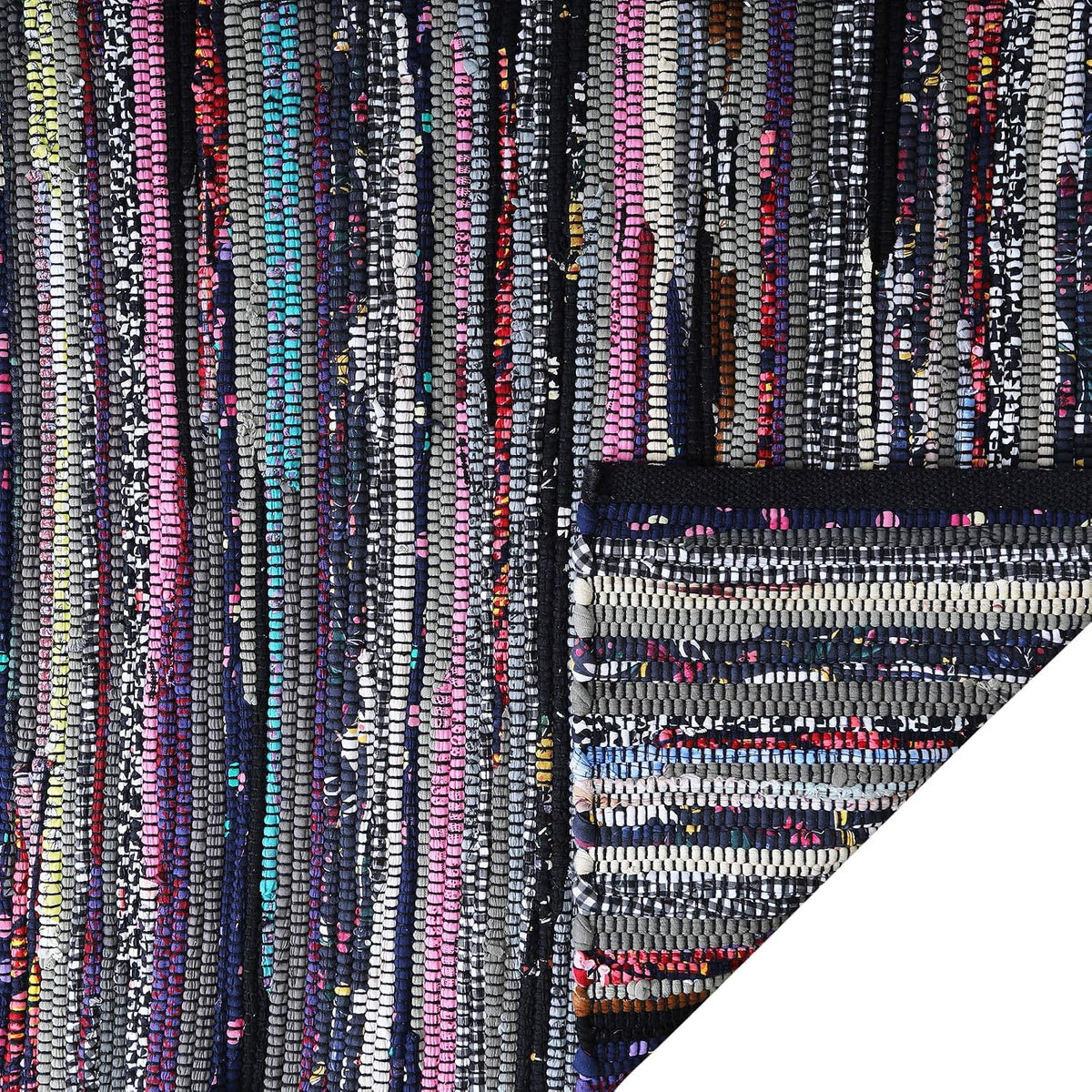 Cotton Chindi Rag Rug 2ft x 3ft, Dark Multi