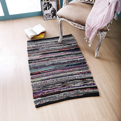Cotton Chindi Rag Rug 2ft x 3ft, Dark Multi