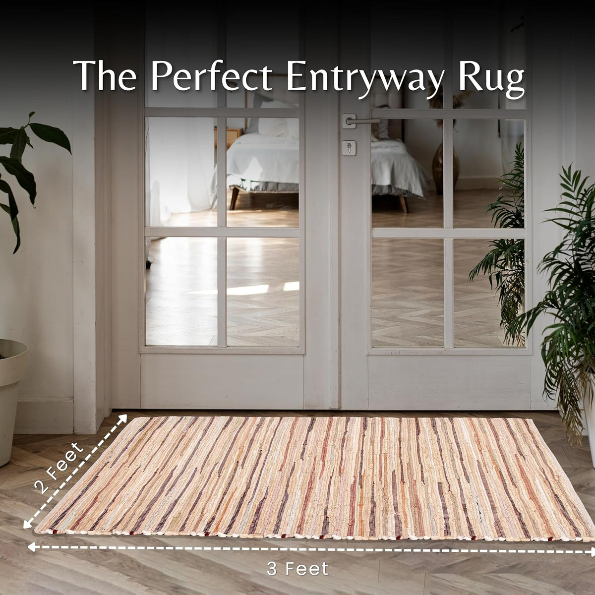 Cotton Chindi Rag Rug 2ft x 3ft, Dark Multi