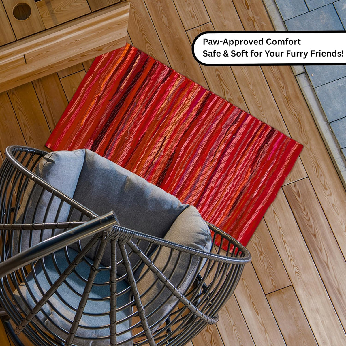 Cotton Chindi Rag Rug 2ft x 3ft, Dark Multi