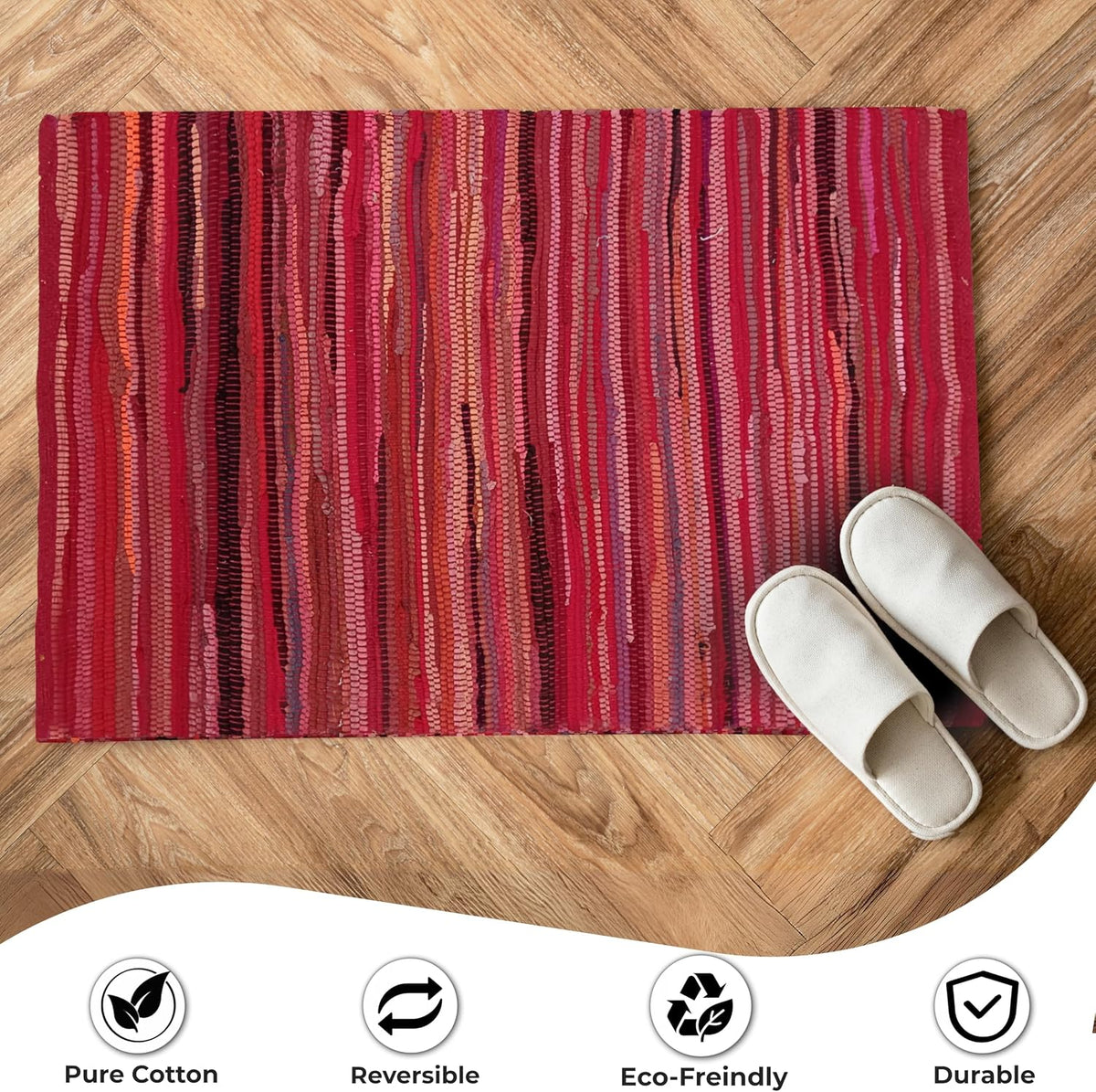 Cotton Chindi Rag Rug 2ft x 3ft, Dark Multi