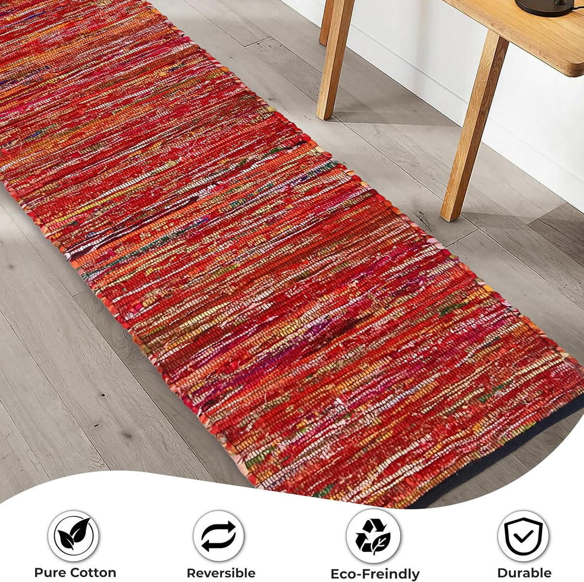 Cotton Chindi Rag Rug 2ft x 3ft, Dark Multi
