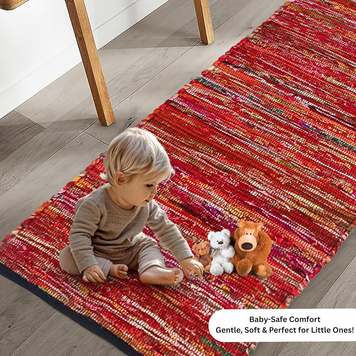 Cotton Chindi Rag Rug 2ft x 3ft, Dark Multi