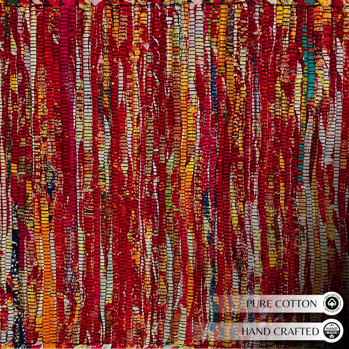 Cotton Chindi Rag Rug 2ft x 3ft, Dark Multi