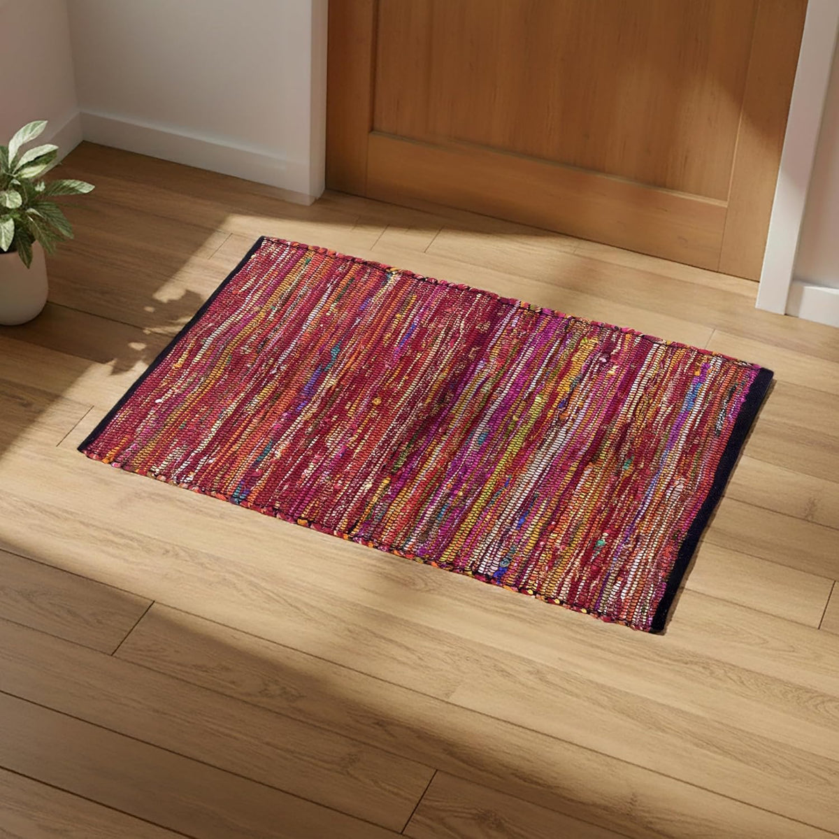 Cotton Chindi Rag Rug 2ft x 3ft, Dark Multi