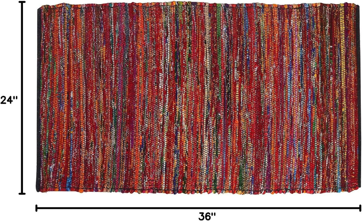 Cotton Chindi Rag Rug 2ft x 3ft, Dark Multi
