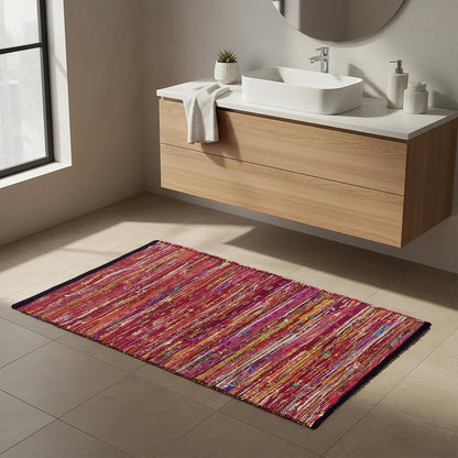Cotton Chindi Rag Rug 2ft x 3ft, Dark Multi