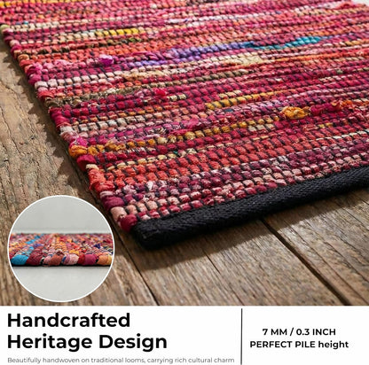 Cotton Chindi Rag Rug 2ft x 3ft, Dark Multi