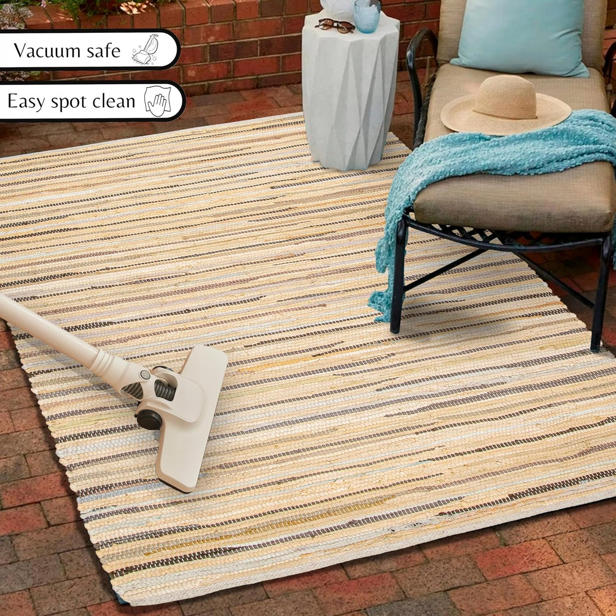 Cotton Chindi Rag Rug 2ft x 3ft, Dark Multi