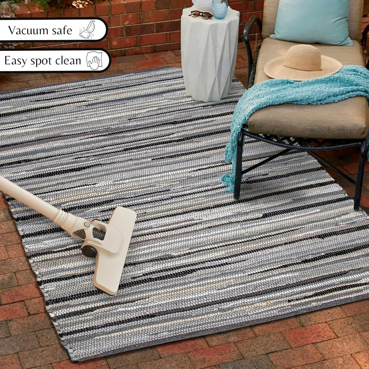 Cotton Chindi Rag Rug 2ft x 3ft, Dark Multi