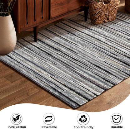 Cotton Chindi Rag Rug 2ft x 3ft, Dark Multi