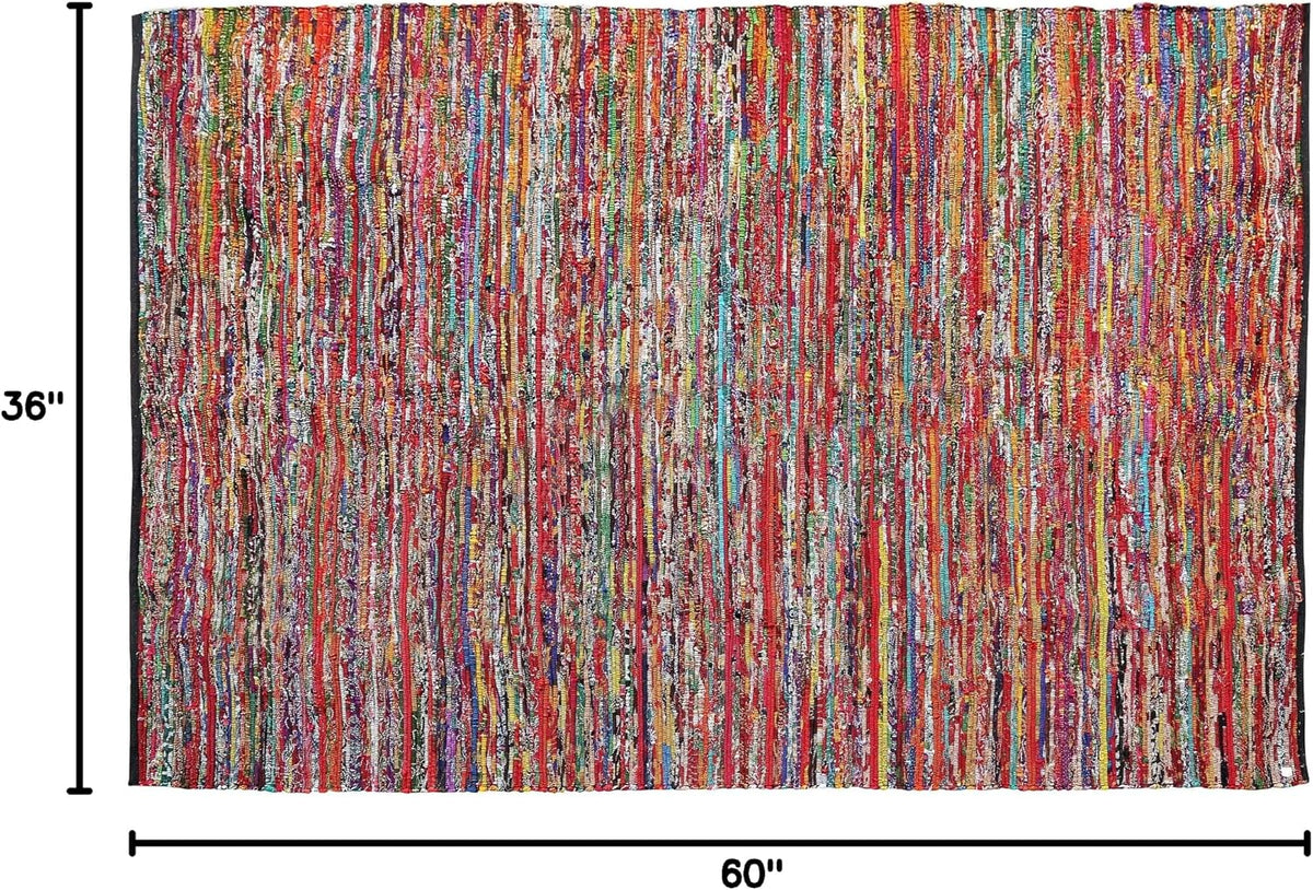 Cotton Chindi Rag Rug 2ft x 3ft, Dark Multi