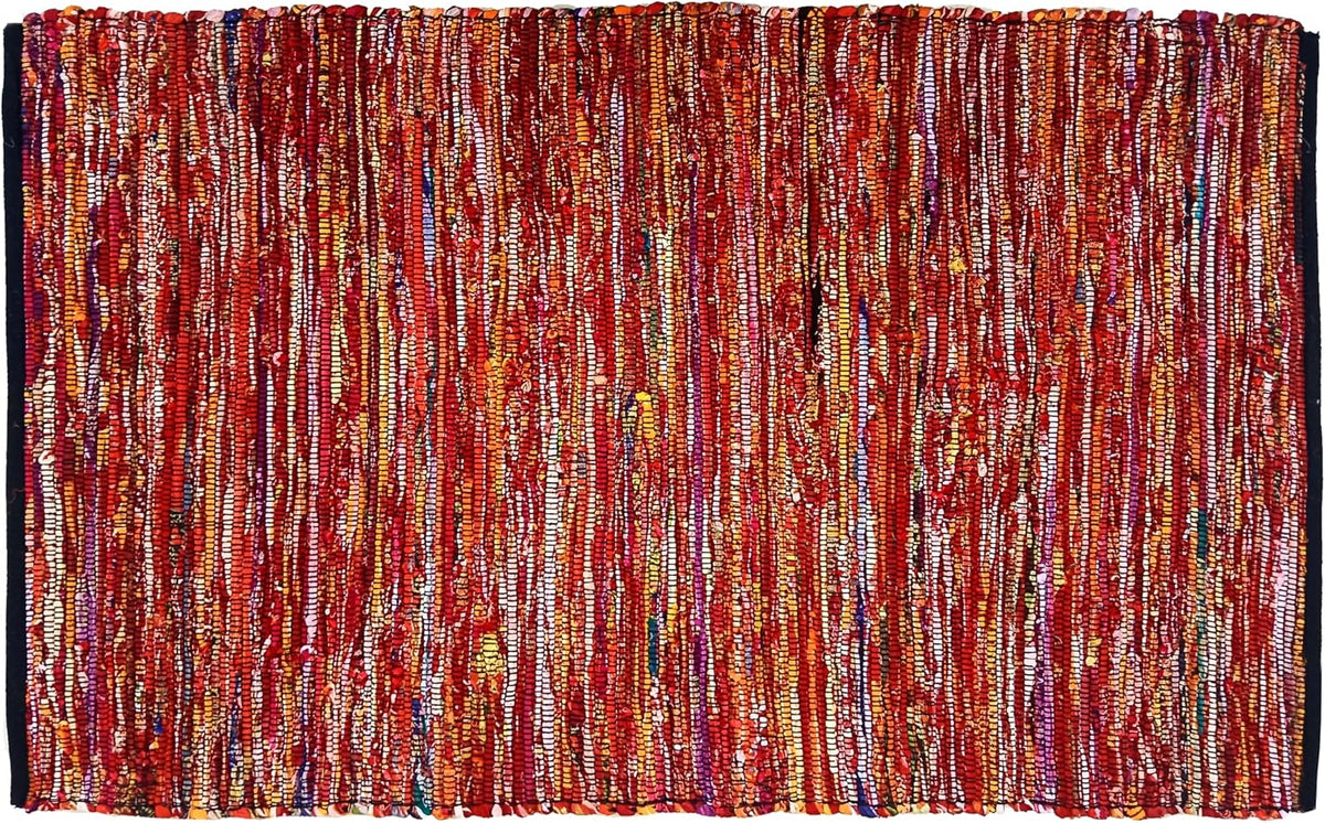 Cotton Chindi Rag Rug 2ft x 3ft, Dark Multi