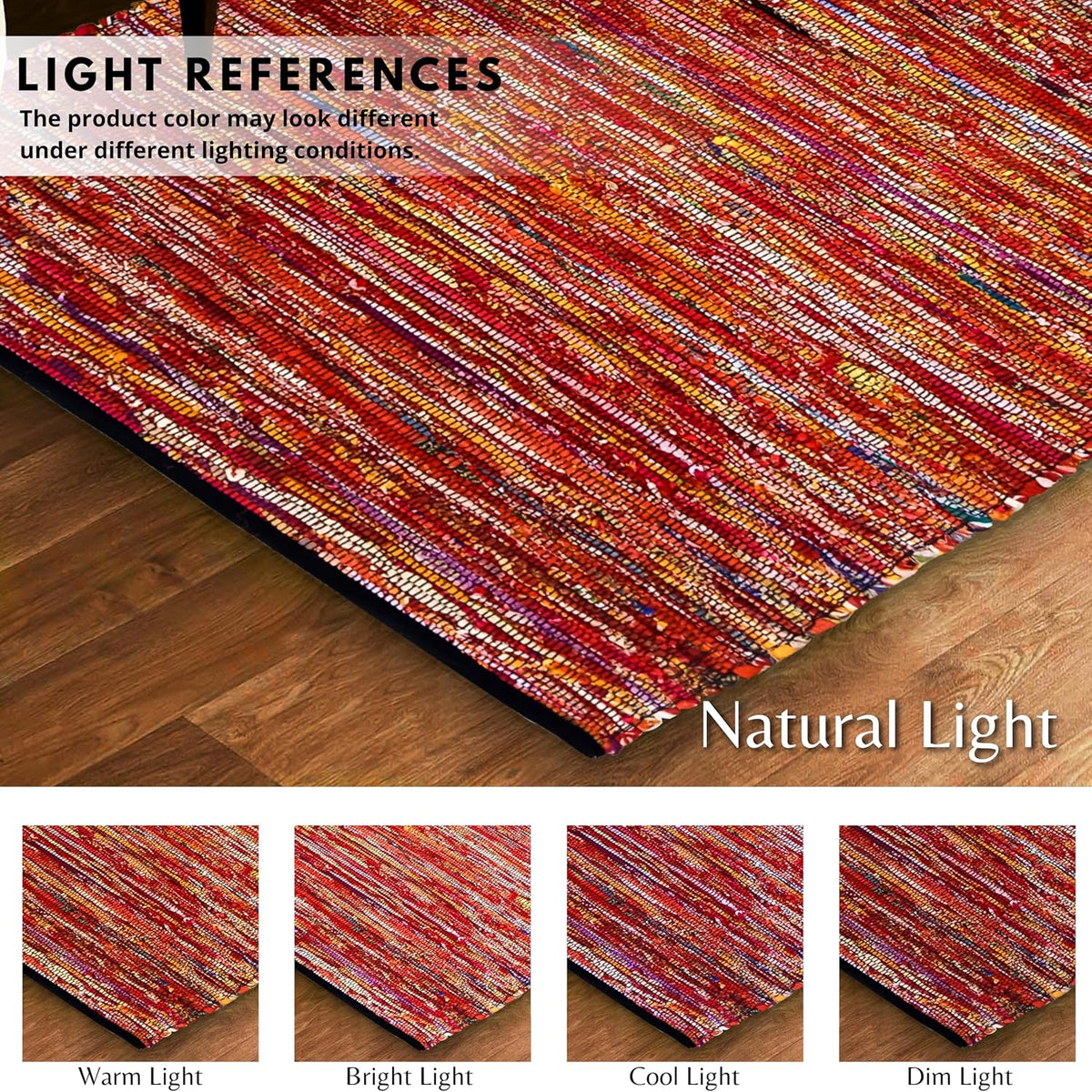 Cotton Chindi Rag Rug 2ft x 3ft, Dark Multi