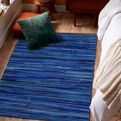 Cotton Chindi Rag Rug 2ft x 3ft, Dark Multi