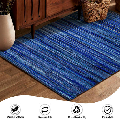 Cotton Chindi Rag Rug 2ft x 3ft, Dark Multi