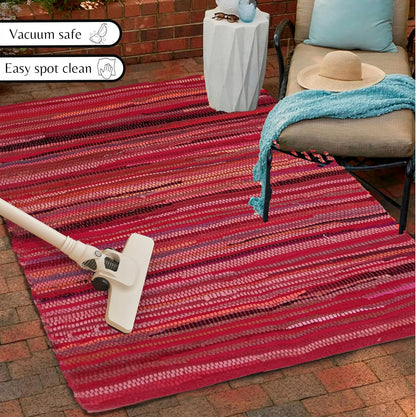 Cotton Chindi Rag Rug 2ft x 3ft, Dark Multi
