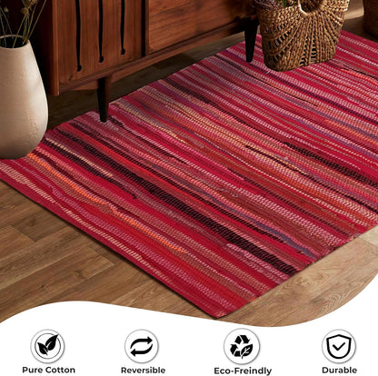 Cotton Chindi Rag Rug 2ft x 3ft, Dark Multi