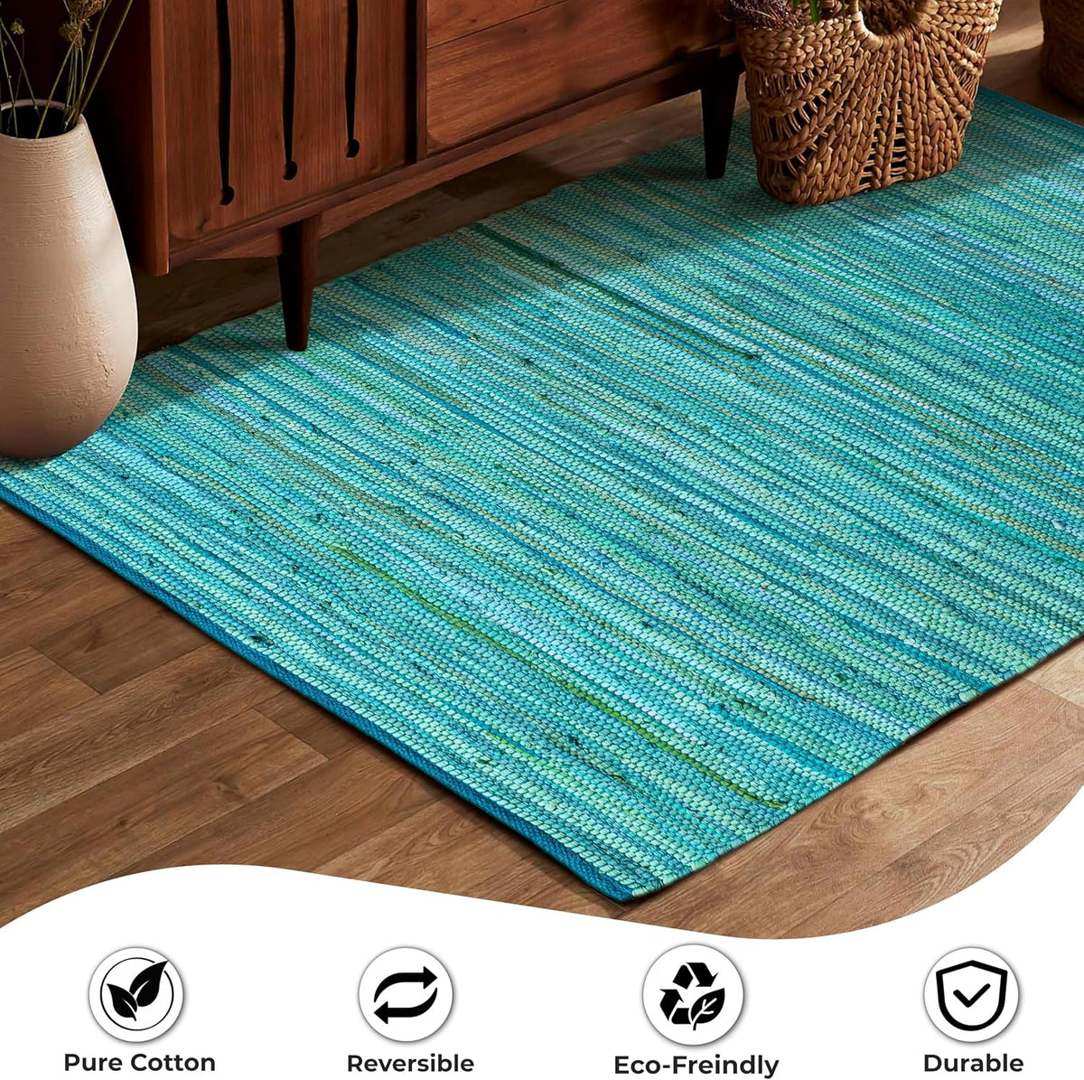 Cotton Chindi Rag Rug 2ft x 3ft, Dark Multi