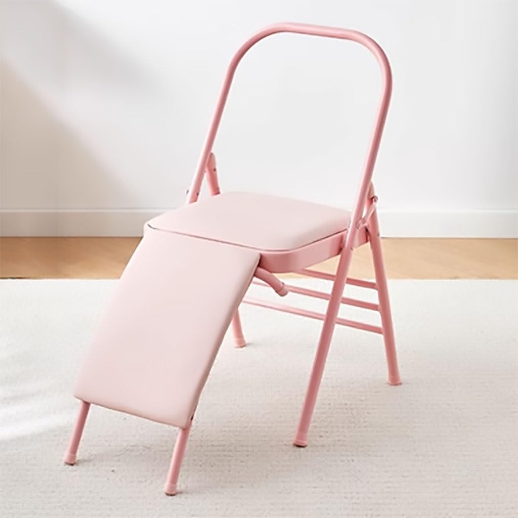 Yoga Inversion Chair,Yoga assistive Chair with Lumbar Back Support,Metal Folding Chair with Removable seat Cushion,Backless Yoga Chair,Foldable Adult Portable Yoga Chair