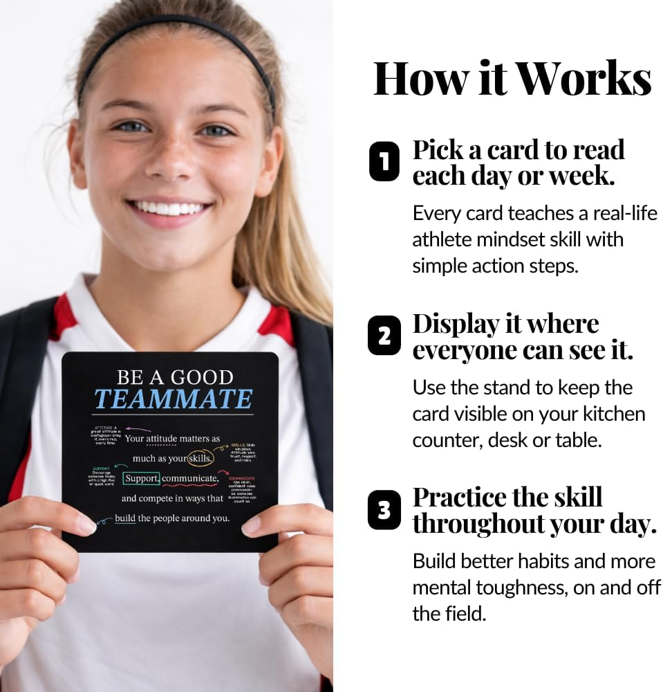 Emotional Intelligence Mindset Cards – 52 Daily Habits for Confidence, Connection & Social Skills – for Kids, Teens & Adults – Includes Wooden Display Stand – Gift for Teachers & Parents