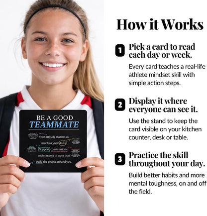 Emotional Intelligence Mindset Cards – 52 Daily Habits for Confidence, Connection & Social Skills – for Kids, Teens & Adults – Includes Wooden Display Stand – Gift for Teachers & Parents