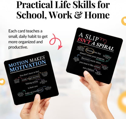Emotional Intelligence Mindset Cards – 52 Daily Habits for Confidence, Connection & Social Skills – for Kids, Teens & Adults – Includes Wooden Display Stand – Gift for Teachers & Parents