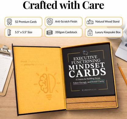 Emotional Intelligence Mindset Cards – 52 Daily Habits for Confidence, Connection & Social Skills – for Kids, Teens & Adults – Includes Wooden Display Stand – Gift for Teachers & Parents